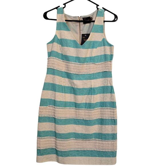 Just Taylor Turquoise Cream Sleeveless Dress Women’s Size 2 Lined - Picture 1 of 10
